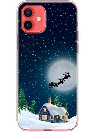 Чехол силиконовый с картинкой на iphone 12 mini (новогодний)