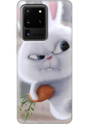 Чехол силиконовый с картинкой на samsung galaxy s20 ultra (g988) (кролик снежок)