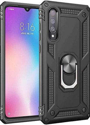 Противоударный чехол с кольцом под магнитный держатель на xiaomi mi 9 se черный