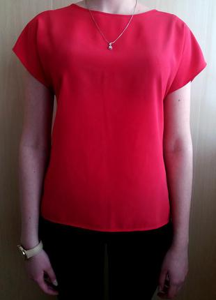 Насыщенная малиновая блуза с коротким рукавом нежная футболка из британии3 фото