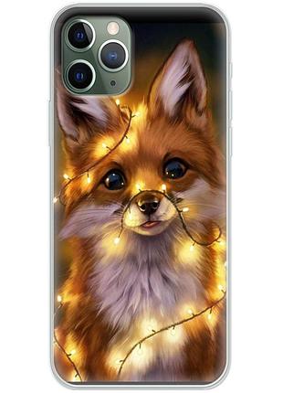Чехол силиконовый с картинкой на iphone 11 pro (новогодний, лисичка)