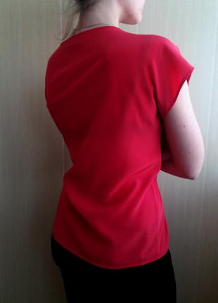 Насыщенная малиновая блуза с коротким рукавом нежная футболка из британии2 фото