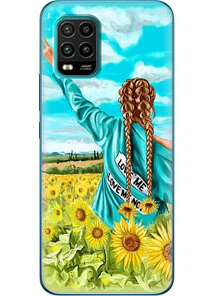 Чехол силиконовый с картинкой на xiaomi mi 10 lite (патриотический, девушка украинка)