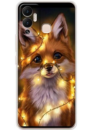 Чехол силиконовый с картинкой на infinix hot 12 play (новогодний, лисичка)