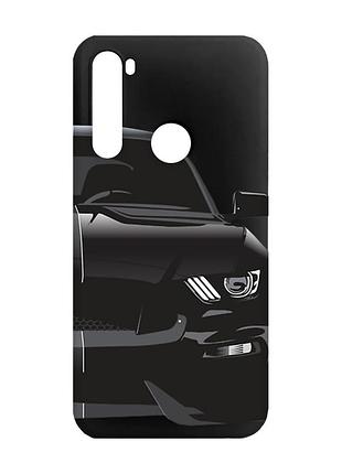 Матовый чехол с черными боками на xiaomi redmi note 8 авто чёрное (принт 232)