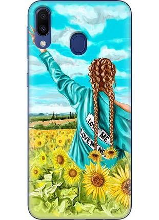 Чехол силиконовый с картинкой на samsung galaxy m20 (m205) (патриотический, девушка украинка)