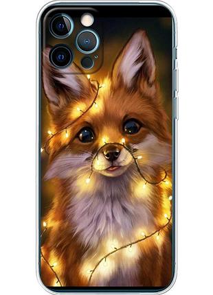 Чехол силиконовый с картинкой на iphone 12 pro (новогодний, лисичка)