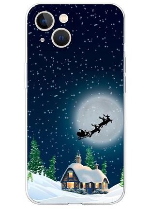 Чехол силиконовый с картинкой на iphone 13 (новогодний)