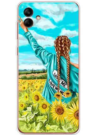 Чехол силиконовый с картинкой на samsung galaxy a04e (a042) (патриотический, девушка украинка)