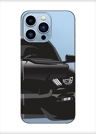 Прозорий чохол на apple iphone 13 pro max авто чорне (принт 232)