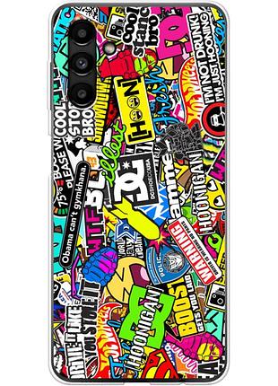 Чехол силиконовый с картинкой на samsung galaxy a13 5g (a136) (цветные наклейки)
