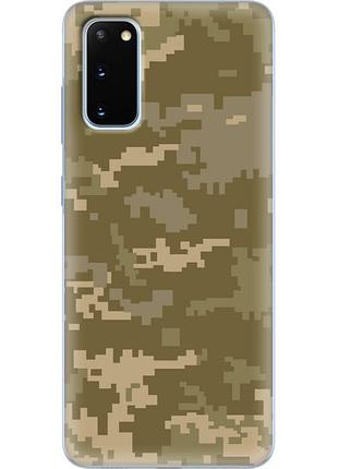 Чехол силиконовый с картинкой на samsung galaxy s20 (g980) (патриотический, камуфляж пиксель)