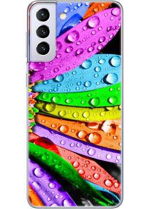 Чехол силиконовый с картинкой на samsung galaxy s21 plus (g996) (цветные листья)