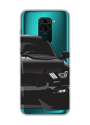 Прозрачный чехол на xiaomi redmi note 9 авто чёрное (принт 232)
