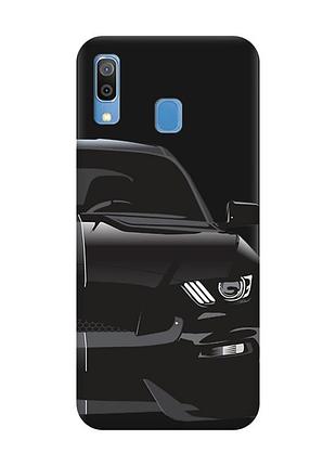 Матовый чехол с черными боками на samsung galaxy a30 (2019)/a20 (2019) авто чёрное (принт 232)
