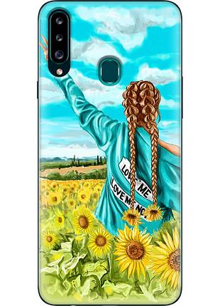 Чехол силиконовый с картинкой на samsung galaxy a20s (a207) (патриотический, девушка украинка)