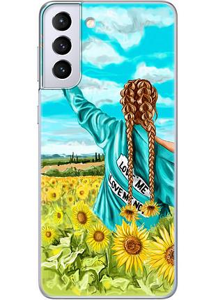 Чехол силиконовый с картинкой на samsung galaxy s21 plus (g996) (патриотический, девушка украинка)