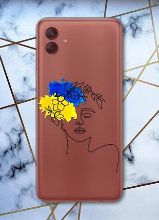 Прозрачный чехол на samsung galaxy a04e (a042) украинка арт (патриотический принт 3)