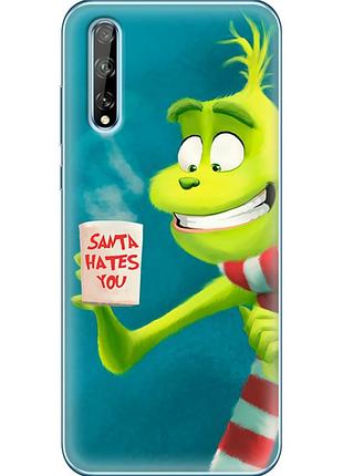Чехол силиконовый с картинкой на huawei p smart s (новогодний, гринч)