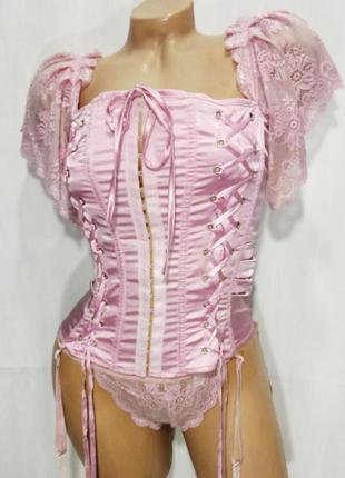 Livia corsetti корсет со стрингами женский розовый атласный р m2 фото