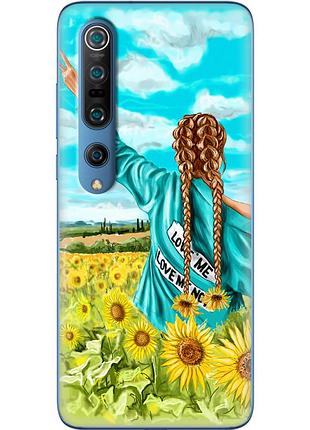 Чехол силиконовый с картинкой на xiaomi mi 10 pro (патриотический, девушка украинка)