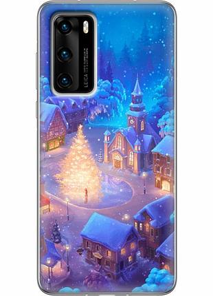 Чехол силиконовый с картинкой на huawei p40 (новогодний)