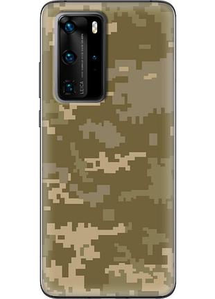 Чехол силиконовый с картинкой на huawei p40 pro (патриотический, камуфляж пиксель)