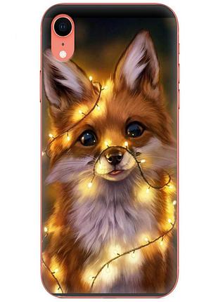 Чехол силиконовый с картинкой на iphone xr (новогодний, лисичка)