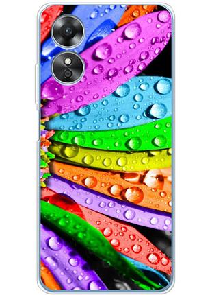 Чехол силиконовый с картинкой на oppo a17 (цветные листья)