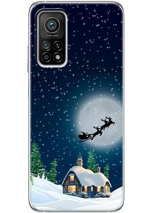 Чехол силиконовый с картинкой на xiaomi mi 10t (новогодний)
