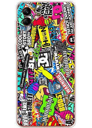 Чохол силіконовий з картинкою на samsung galaxy a04e (a042) (кольорові наклейки)