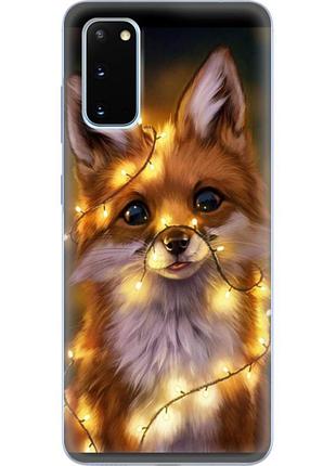 Чехол силиконовый с картинкой на samsung galaxy s20 (g980) (новогодний, лисичка)