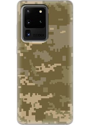 Чехол силиконовый с картинкой на samsung galaxy s20 ultra (g988) (патриотический, камуфляж пиксель)
