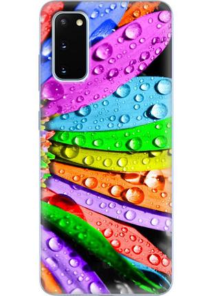 Чехол силиконовый с картинкой на samsung galaxy s20 (g980) (цветные листья)