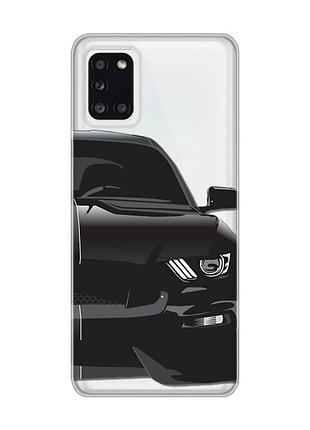 Прозорий чохол на samsung a31 авто чорне (принт 232)