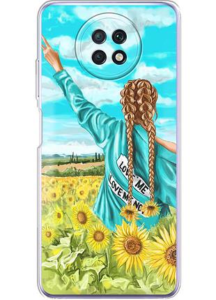 Чехол силиконовый с картинкой на xiaomi redmi note 9t (патриотический, девушка украинка)