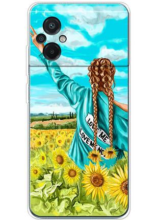 Чехол силиконовый с картинкой на xiaomi poco m5 (патриотический, девушка украинка)