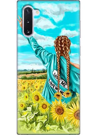 Чехол силиконовый с картинкой на samsung galaxy note 10 (n970) (патриотический, девушка украинка)