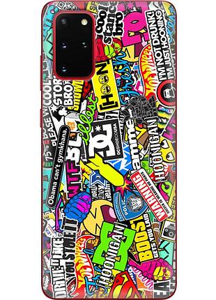 Чехол силиконовый с картинкой на samsung galaxy s20 plus (g985) (цветные наклейки)