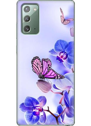 Чохол силіконовий з картинкою на samsung galaxy note 20 (n980) (квітка, метелик на орхідеї)
