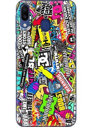Чехол силиконовый с картинкой на samsung galaxy m20 (m205) (цветные наклейки)