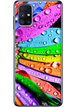 Чехол силиконовый с картинкой на samsung galaxy m51 (m515) (цветные листья)