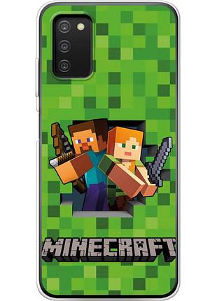 Чехол силиконовый с картинкой на samsung galaxy a03s (a037) (майнкрафт, minecraft)