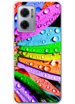 Чехол силиконовый с картинкой на xiaomi redmi note 11e (цветные листья)