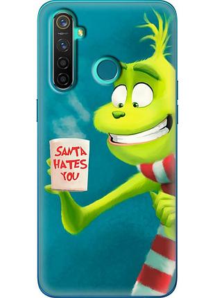 Чехол силиконовый с картинкой на realme 5 pro (новогодний, гринч)