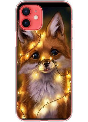 Чехол силиконовый с картинкой на iphone 12 mini (новогодний, лисичка)