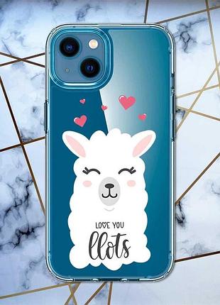 Прозрачный чехол для iphone 13 mini :: лама (принт 94)