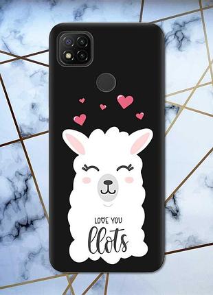 Матовый чехол с черными боками на xiaomi redmi 9c :: лама (принт 94)