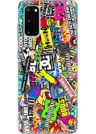 Чехол силиконовый с картинкой на samsung galaxy s20 (g980) (цветные наклейки)