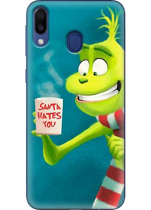 Чехол силиконовый с картинкой на samsung galaxy m20 (m205) (новогодний, гринч)